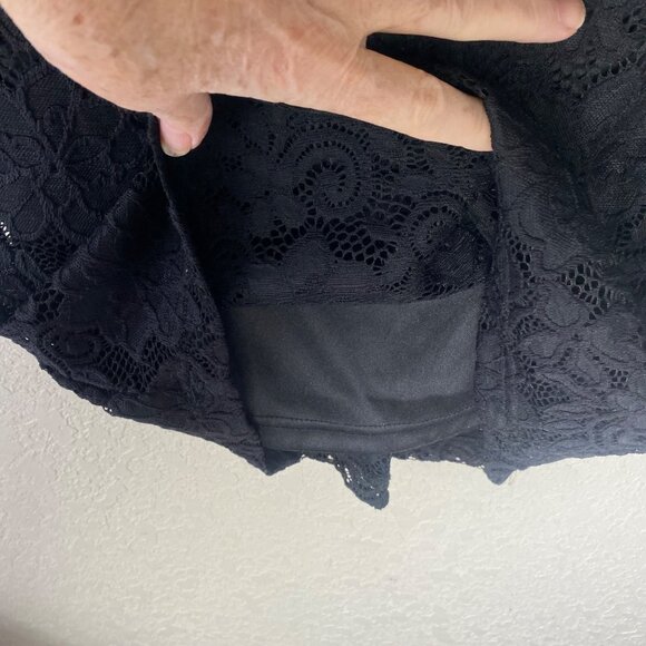 Panhandle Eyelet Lace Midi Dress  Womens L Black Ruffled Long Sleeves Western - Picture 9 of 14